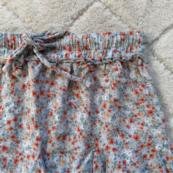 Vici | Blue and Orange Floral Ruffle Mini Skirt | Size Small - Picture 3 of 10